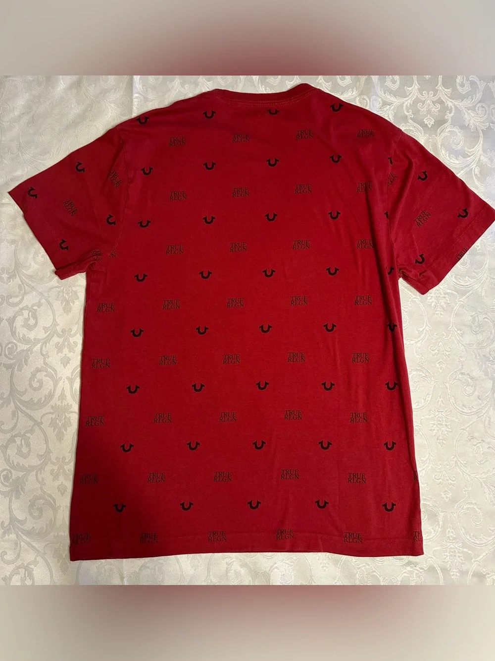 True Religion Red Short-Sleeve Logo Print Casual Tee - Medium